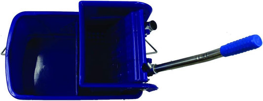 20L Rolling Janitorial Cleaning Mop Bucket, Commercial Restaurant, Down Press Wringer, Non-Marring Wheels (Blue)