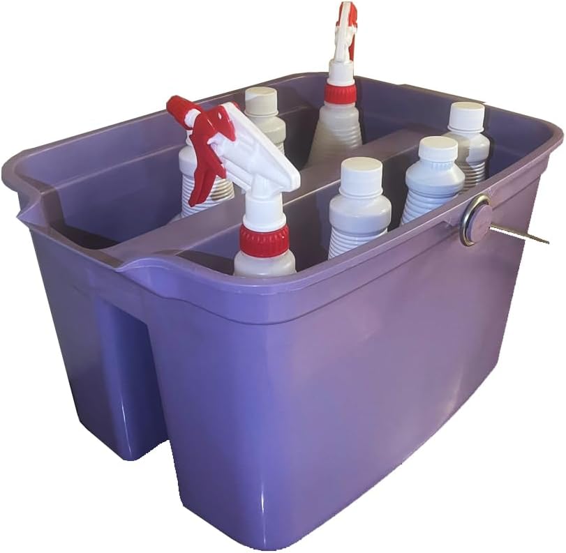 Light Purple Cleaning Caddy Bucket with Handle 2 Section, Blue,purple, MOPB041