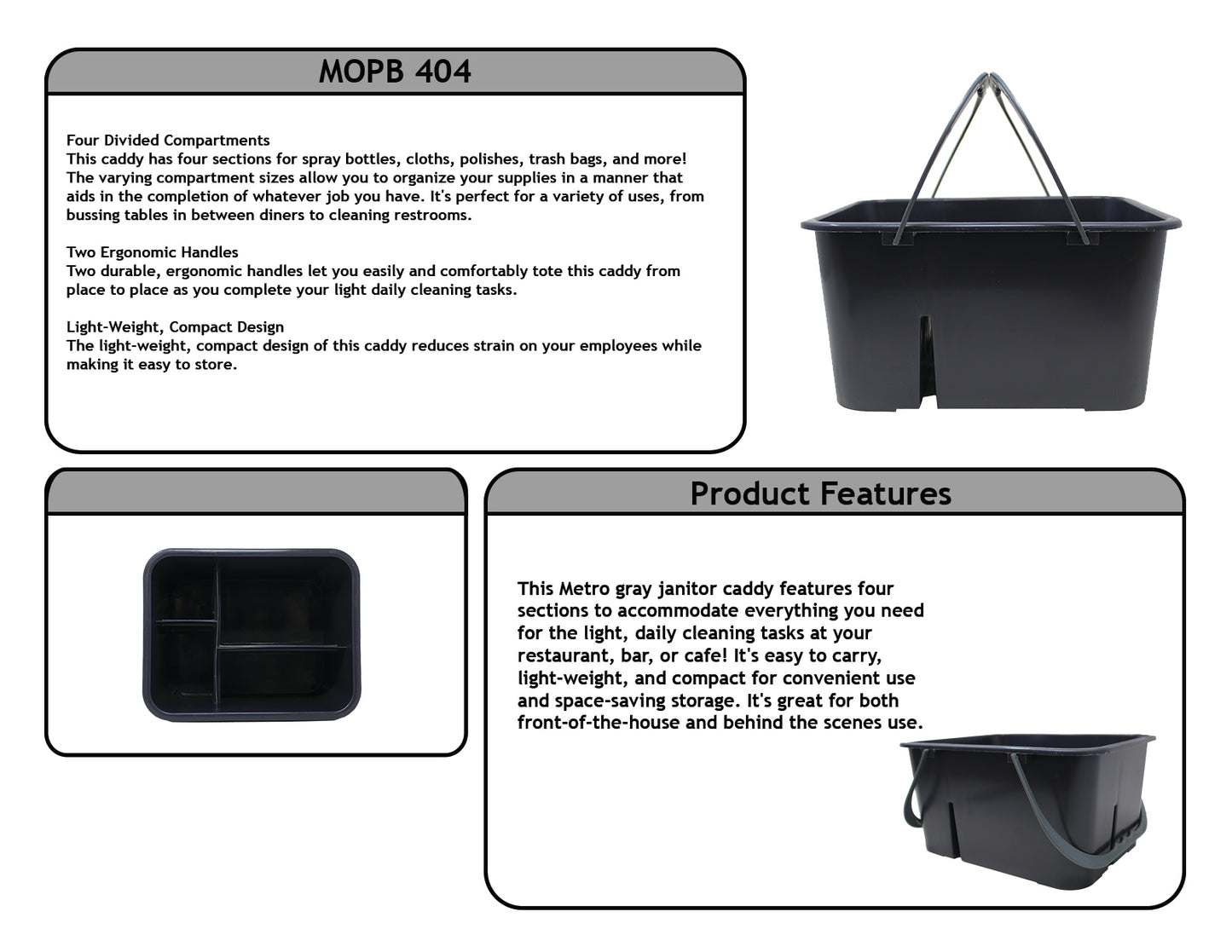 ZION Cleaning Handle Bucket, Rectangular Storage Caddy Organizer Tote 4 PACK